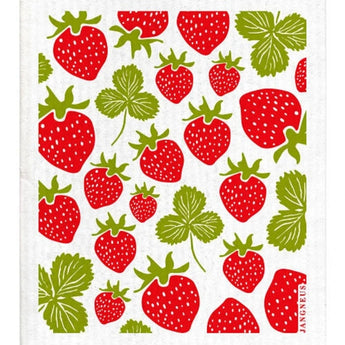 Red Strawberries Swedish Dishcloth