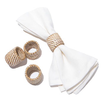 White Wash Natural Rattan Woven Napkin Rings available at Welcome Home in Annapolis