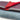 Stack of fabric swatches in red, gray, and blue on a white background