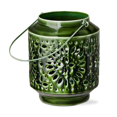Aura Enamel Iron Lantern | Green Finish