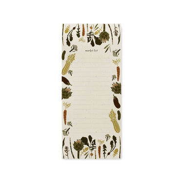 4x9 cream notepad with border of spring veggies.