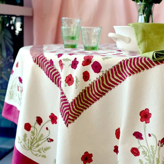 Couleur Nature - Poppies Red & Green Tablecloths