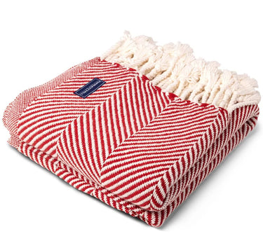 Image shows Faribault Mill’s Monhegan throw blanket folded neatly