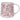 White mug with pink leaf pattern on a white background