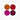 Four textured circular color swatches arranged in a 2x2 grid on a plain white background, showing shades of orange-brown, deep red, magenta, and dark plum.