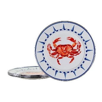 White plate with red crab center