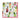 A cocktail napkin with a festive pattern featuring bottles of various drinks, glasses, and holiday decorations, bordered with red and green stripes.