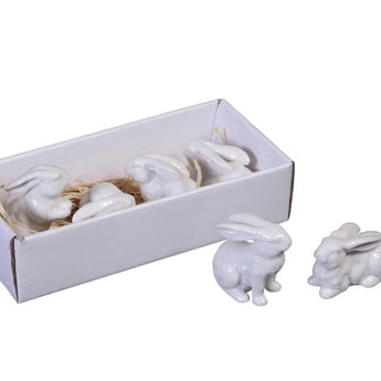 Mini White Ceramic Bunny Set