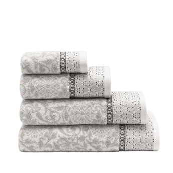Le Jacquard Francais Charme Grey Bath Linen Collection, Guest Towel