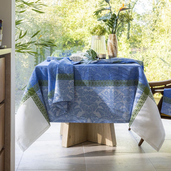 Le Jacquard Francais Escapade Tropicale Blue Tablecloth 