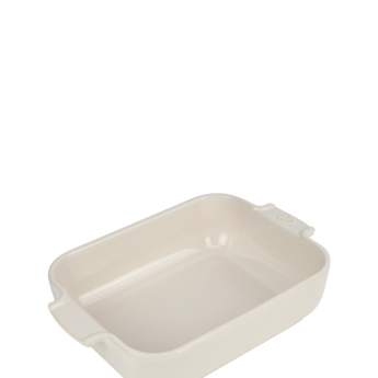 Peugeot Red Appolia Ecru Linen White Rectangular Ceramic Baker with Handles at Welcome Home in Annapolis
