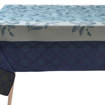 Le Jacquard Francais Arrière-pays Coated Cotton Blue Tablecloth
