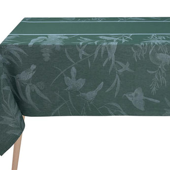 Le Jacquard Francais Voliere Green Linen Tablecloth
