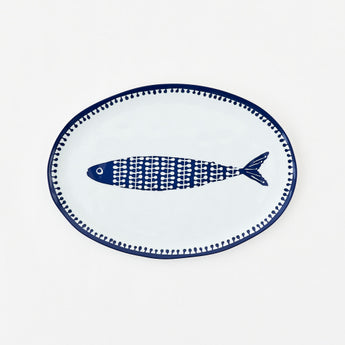 Melamine Fish Platter in Blue & White