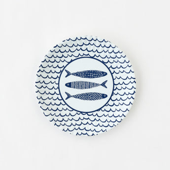 Blue and white melamine paper fish plates