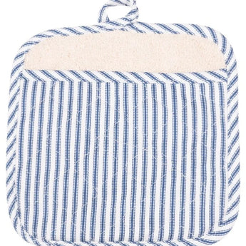 Blue and white striped potholder