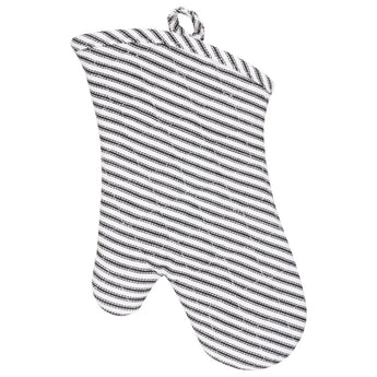 Black and White Cotton Terry Lined Oven Mitt