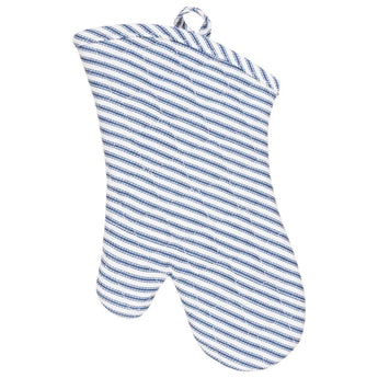 Blue and White Cotton Terry Lined Oven Mitt