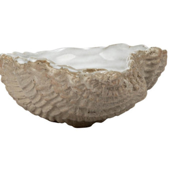 Cream and Neutral Stoneware Shell DIsh