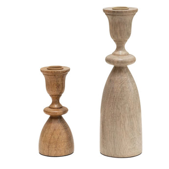 Mango Wood Taper Candle Holders in Small and Large