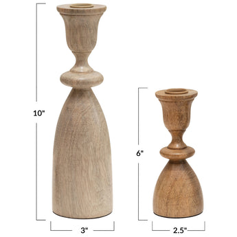 Mango Wood Taper Candle Holders in Small and Large