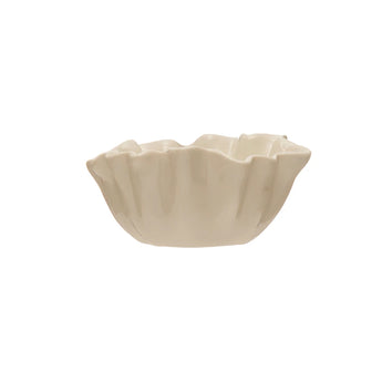 Cream Ceramic Fluted bowl