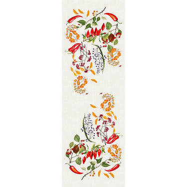 Decorative mat with chili pepper and berry design on a white background