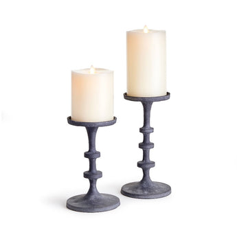 Matte Blue Pillar Candle Set