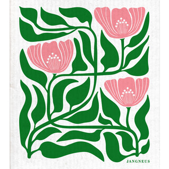 Jangneus - Swedish Dishcloth - Flower - Green/Pink