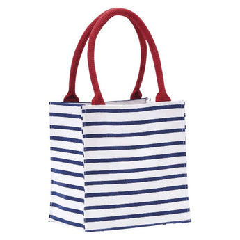 RockFlowerPaper Itsy Bitsy Navy and Red French Style Bateau Reusable Tote Bags