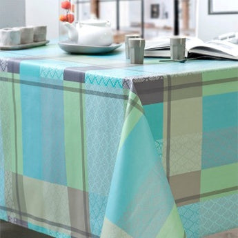 Blue & Green Coated Tablecloth
