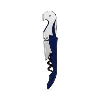 Navy blue double hinged wine bottle opener, barware available at Welcome Home in Annapolis