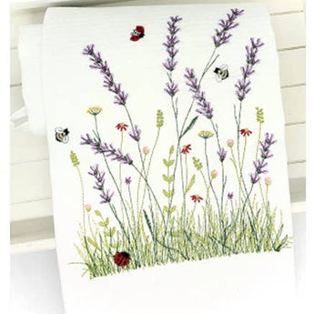 Embroidered Lavender Field Guest Towel