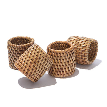 Natural Rattan Woven Napkin Rings available at Welcome Home in Annapolis