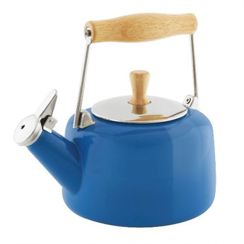 Chantal Blue on Stainless Steel and Wood Tea Kettle at Welcome Home Annapolis