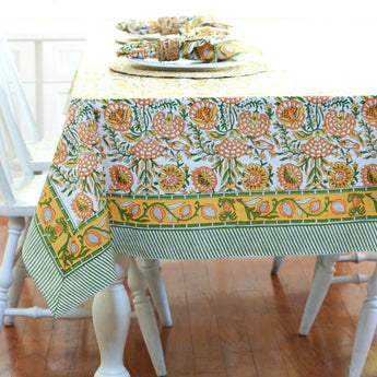 Pacific & Rose Textiles - Caroline Marigold Tablecloth 60x125