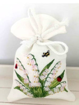Embroidered Lily of the Valley Lavender Sachet