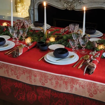 Couronne De Noel Rouge Tablecloth Green Sweet Stain-Resistant Cotton