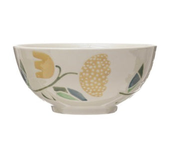 Cream Bowl with Yellow Flowers