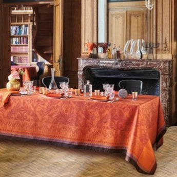 Grace Flamboyant Jacquard Tablecloth, Stain Resistant Cotton