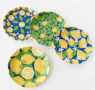 9” Lemon Melamine Paper Plate Set