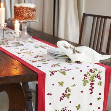 Couleur Nature Gooseberry Red and Green Table Runner at Welcome Home in Annapolis