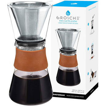 GROSCHE Amsterdam Pour Over Coffee Maker with Stainless Steel Filter