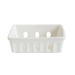 White Stoneware Basket Soap Dish