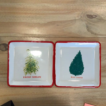 Enameled Tin Dish w/Christmas Tree