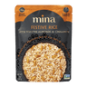 Packaged rice with toasted almonds and cinnamon by mina on a green background