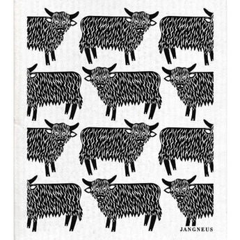 Black Highland Cow Swedish Dishcloth