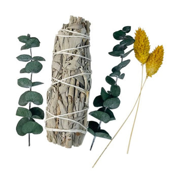 White sage and Eucalyptus smudge stick and botanicals by Andaluca, available at Welcome Home in Annapolis. 