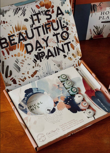 Cate Paper Co. - Zinna Blooms Paint-By-Numbers kit inside of box