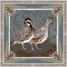 Quail Pair Silk Scarf | Slate